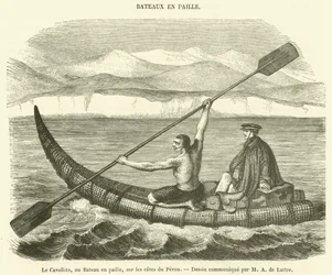 The Cavallito, or Straw Boat, on the Coasts of Peru (engraving)