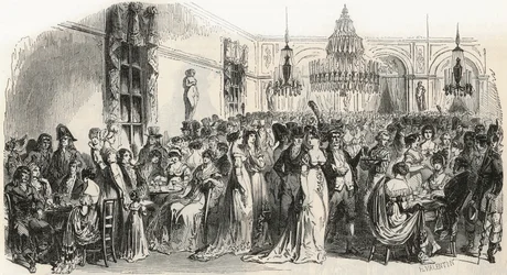 The Grand Salon of the cafe Frascati in Paris in the 19th century - Engraving in 