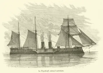 The Tegetthoff, Austrian ironclad (engraving)