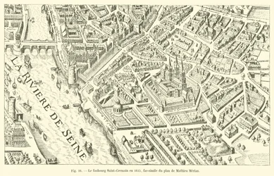 The Saint-Germain suburb in 1615, facsimile of the plan by Mathieu Merian