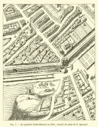 Saint-Honore District in 1608, Extract from the F. Quesnel Plan