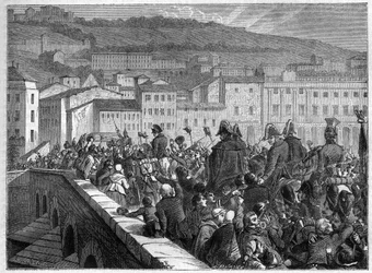 The Hundred Days: the triumphal entrance of Napoleon to Lyon on 10 March 1815 - in 