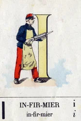 Letter I as a nurse. Military alphabet. Imaging of Epinal
