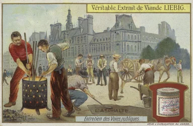 Liebig card featuring road maintenance