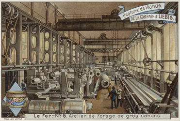 Liebig card featuring the iron industry