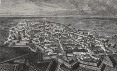Lille City in the North of France - Engraving in 
