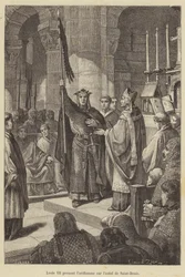 Louis VII Taking the Oriflamme on the Altar of Saint-Denis (engraving)