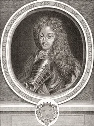 Louis de France, Son of France, Duke of Burgundy. Eldest son of Louis, Dauphin of France, and known as Le Petit Dauphin. From Les Heures Libres published 1908.