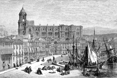 Malaga, Spain in 1865 - Drawing by Gustave Dore 1865