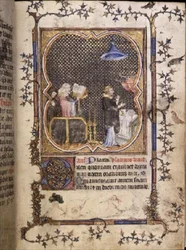 Funeral in a church, Latin and French, from the Hours of Philip the Bold, Duke of Burgundy, c.1370