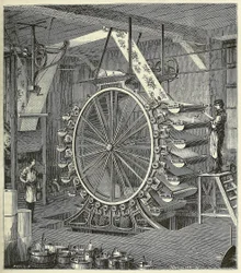 Machine for Printing Wallpaper in up to Twenty Colours, pub. 1873 engraving, 1873