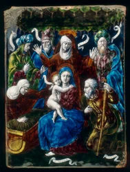 Madonna and Child, Saints and Prophets, work in majolica from the Penicaud workshop
