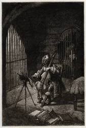 Man in the Iron Mask, playing the cello in prison - L