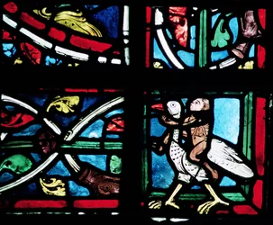 Man riding a bird, 13th century