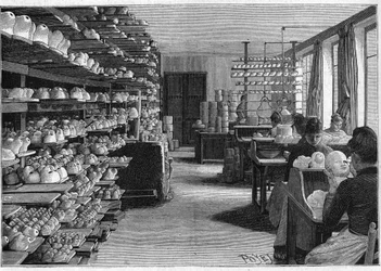 Manufacture of Montreuil dolls in 1888. Room for drying dolls heads before cooking and decoupage of eyes.