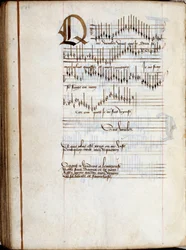 Manuscript page of a collection of French song scores