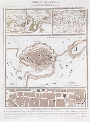 Map of combat at the Battle of Lubeck, showing positions of the French, Prussian, Swedish and Danish armies