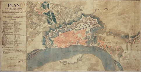 Map of Damage Caused by the Rhine, Dusseldorf, 1799