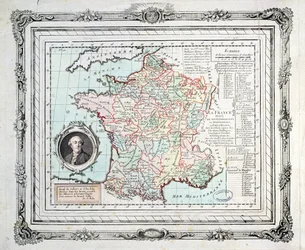 Map of the regions and districts of France, known as the Carte de Necker