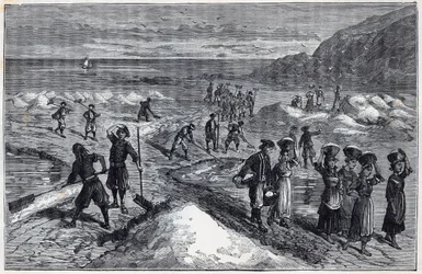 Marais salants de Bretagne in the 19th century - Engraving in 