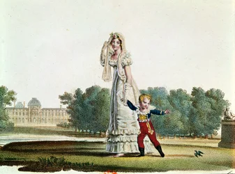 Marie Louise and the King of Rome in front of the Tuileries palace