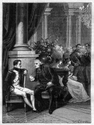 Meeting in Genoa, Italy of Napoleon I with Cardinal Jean Siffrein Maury (1746-1817) 1805 - in 