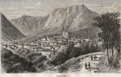 Mende - Lozere in Region Languedoc-Roussillon - engraving in 