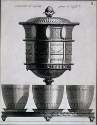 Metalwork: Coffee Set with Spoons and Sugar Holder, 1780-96