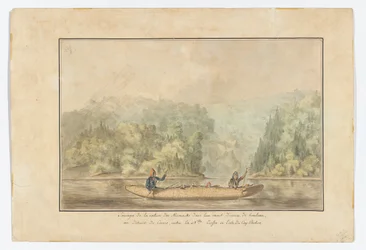 Micmacs in Their Birchbark Canoe; Strait of Canso Between Nova Scotia and the Island of Cape Breton