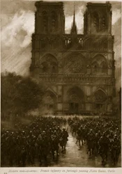Modern Men-at-Arms: French Infantry on Furlough Passing Notre Dame, Paris, 1914-19