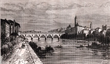 Montauban - Languedoc-Roussillon-Midi-Pyrenees - engraving in 