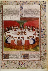 Apparition of the Holy Grail, from the Queste del Saint Graal, c.1470