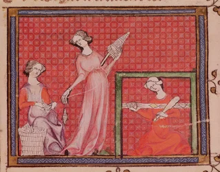 Women Spinning Wool, from Ovide Moralise Written by Chretien Legouais
