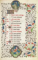 May: Gemini and a Man Hunting, from a Book of Hours