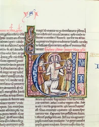 Ms 21 fol.98v The Martyrdom of Isaiah, from a Bible