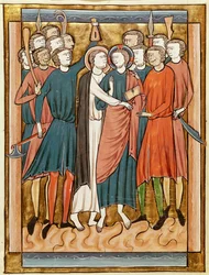 Ms 3016 fol.15v The Kiss of Judas, from the Psalter for the Use of Paris
