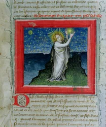 God creating the stars, from the Bible des Grands Augustins, 1494