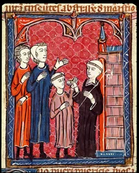 A Child Brought to a Monastery by his Parents, from Decrets de Gratien