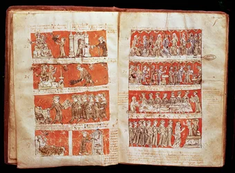 Scenes from the life of the students in the College of The Blessed Virgin in Paris, from the Statutes of the College of Hubant, 1387