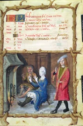 The Month of February: Warming Up in front of the Hearth, from a Book of Hours, 1490
