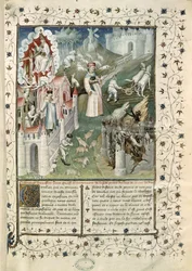The City of God, the City of Caen and the City of Vices, from La Cite de Dieu by St. Augustine of Hippo translated by Raoul de Preles