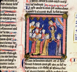 King Philip II of France, from the Chroniques de Saint-Denis, late 13th century