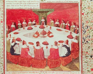 The Round Table and the Holy Grail, from the Livre de Messire Lancelot du Lac