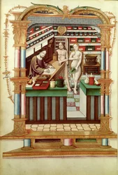 Christ the Pharmacist with Adam and Eve, from Chants royaux sur la Conception couronnee du Puy de Rouen