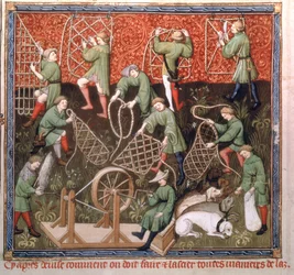 Men with nets, from the Livre de la Chasse by Gaston Phebus de Foix