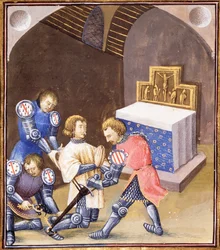 Galahad Receives a Sword and Spurs in the Ritual of Knighthood Before He Leaves for the Grail Quest