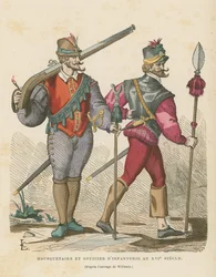 Musketeer and Infantry Officer, 16th Century