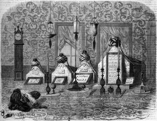 Muslim funeral art: tombs of whirling dervishes. Scutari, Turkey