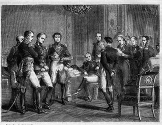Napoleon Bonaparte - First Abdication of Napoleon in 1814 - Reading in the Presence of Napoleon of a letter from Pierre Riel de Beurnonville to Marechal MacDonald, Duke of Taranto - in 