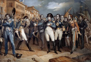 Napoleon I (1769-1821) confided to British law and went on 14/07/1815 Lithography around 1815 Ile d
